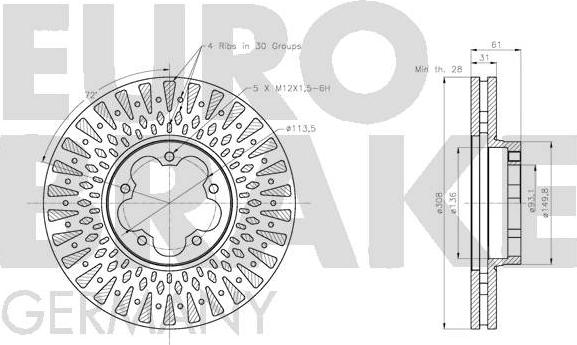 Eurobrake 5815202594 - Тормозной диск autosila-amz.com