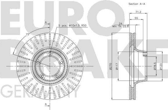 Eurobrake 5815202518 - Тормозной диск autosila-amz.com