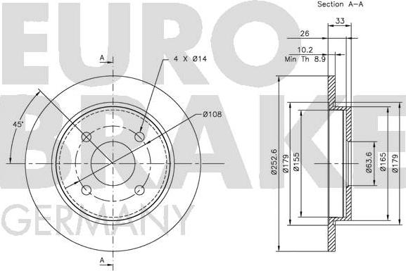 Eurobrake 5815202536 - (Производитель: EUROBRAKE) Тормозной диск задний autosila-amz.com