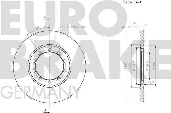 Eurobrake 5815202577 - Тормозной диск autosila-amz.com