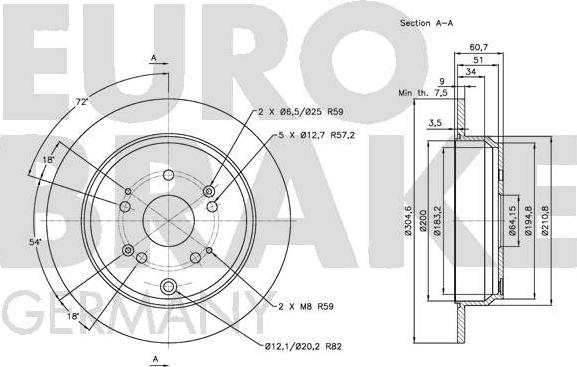 Eurobrake 5815202642 - Тормозной диск autosila-amz.com