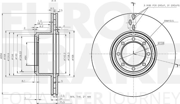 Eurobrake 5815202355 - Тормозной диск autosila-amz.com