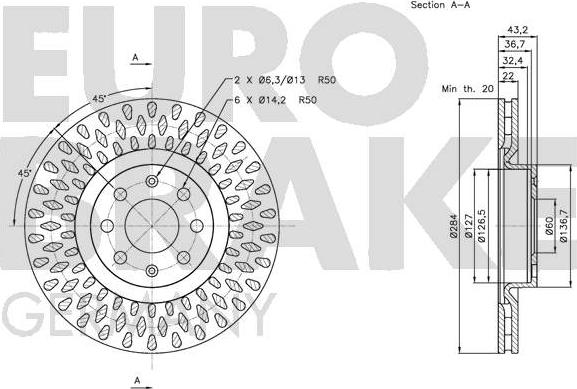 Eurobrake 5815202350 - (Производитель: EUROBRAKE) Тормозной диск передний autosila-amz.com