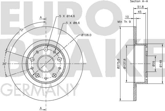 Eurobrake 5815202334 - Тормозной диск autosila-amz.com