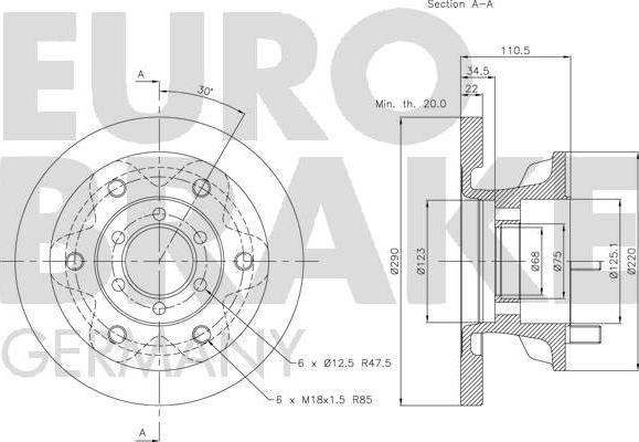 Eurobrake 5815202338 - Тормозной диск autosila-amz.com