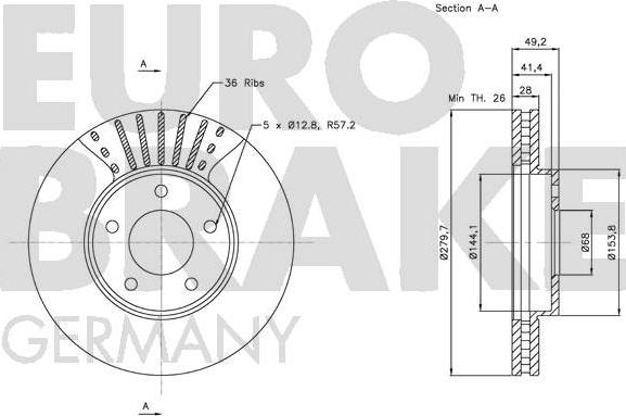 Eurobrake 5815202256 - Тормозной диск autosila-amz.com