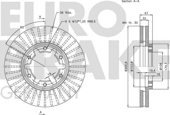 Eurobrake 5815202265 - Тормозной диск autosila-amz.com