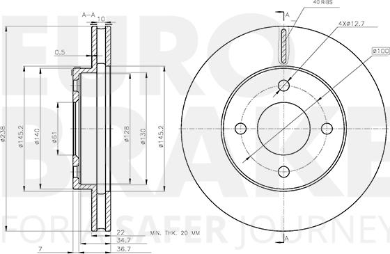 Eurobrake 5815202282 - Тормозной диск autosila-amz.com