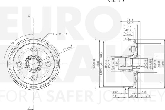 Eurobrake 5825255001 - Тормозной барабан autosila-amz.com