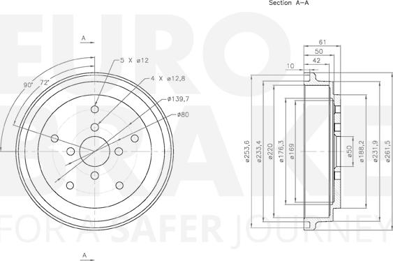 Eurobrake 5825255214 - Тормозной барабан autosila-amz.com