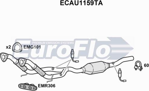 EuroFlo ECAU1159TA - Катализатор autosila-amz.com