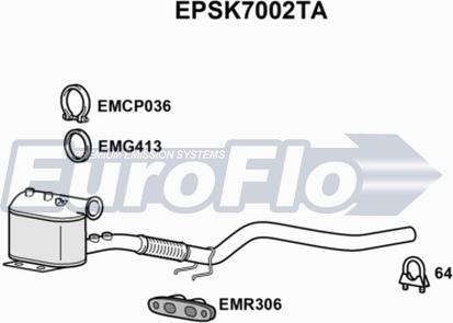 EuroFlo EPSK7002TA - Сажевый / частичный фильтр, система выхлопа ОГ autosila-amz.com