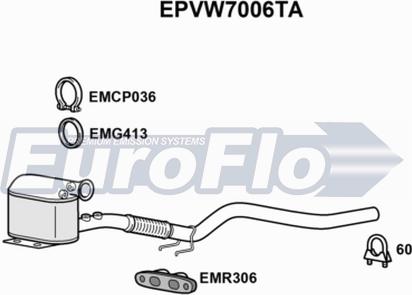 EuroFlo EPVW7006TA - Сажевый / частичный фильтр, система выхлопа ОГ autosila-amz.com