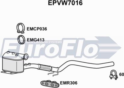 EuroFlo EPVW7016 - Сажевый / частичный фильтр, система выхлопа ОГ autosila-amz.com