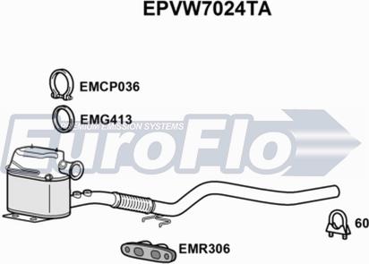 EuroFlo EPVW7024TA - Сажевый / частичный фильтр, система выхлопа ОГ autosila-amz.com
