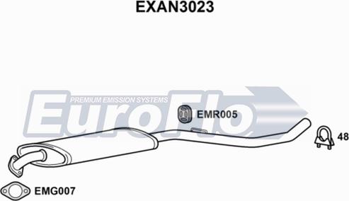 EuroFlo EXAN3023 - Средний глушитель выхлопных газов autosila-amz.com