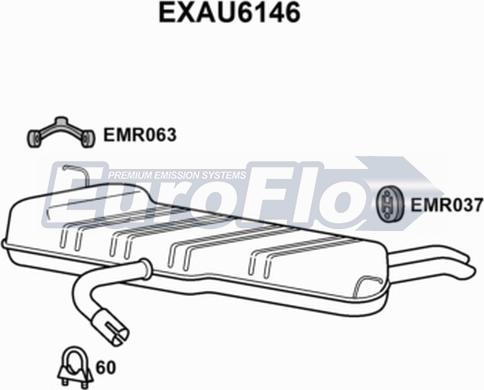 EuroFlo EXAU6146 - Глушитель выхлопных газов, конечный autosila-amz.com