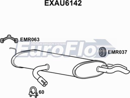 EuroFlo EXAU6142 - Глушитель выхлопных газов, конечный autosila-amz.com