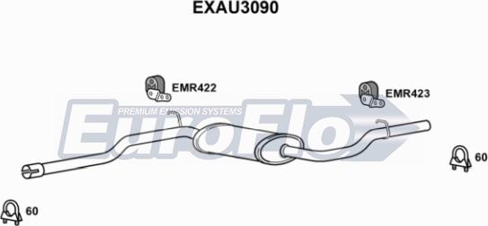 EuroFlo EXAU3090 - Средний глушитель выхлопных газов autosila-amz.com