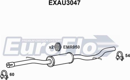 EuroFlo EXAU3047 - Средний глушитель выхлопных газов autosila-amz.com