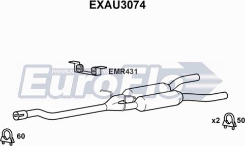 EuroFlo EXAU3074 - Средний глушитель выхлопных газов autosila-amz.com