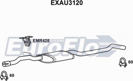 EuroFlo EXAU3120 - Средний глушитель выхлопных газов autosila-amz.com