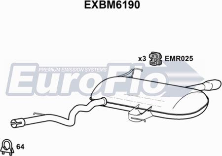 EuroFlo EXBM6190 - Глушитель выхлопных газов, конечный autosila-amz.com