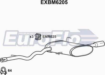 EuroFlo EXBM6205 - Глушитель выхлопных газов, конечный autosila-amz.com