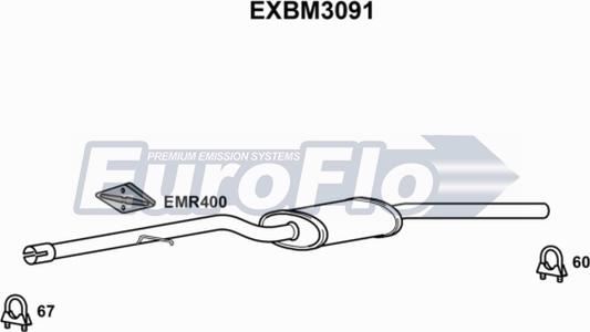 EuroFlo EXBM3091 - Средний глушитель выхлопных газов autosila-amz.com