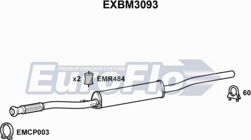 EuroFlo EXBM3093 - Средний глушитель выхлопных газов autosila-amz.com