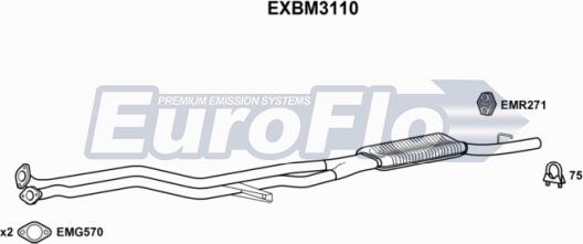 EuroFlo EXBM3110 - Средний глушитель выхлопных газов autosila-amz.com