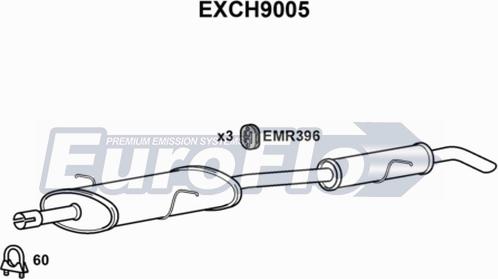 EuroFlo EXCH9005 - Средний / конечный глушитель ОГ autosila-amz.com