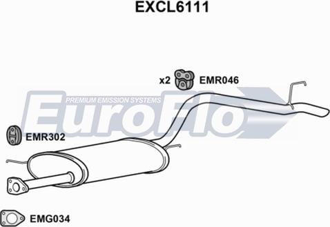 EuroFlo EXCL6111 - Глушитель выхлопных газов, конечный autosila-amz.com