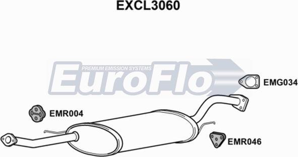 EuroFlo EXCL3060 - Средний глушитель выхлопных газов autosila-amz.com