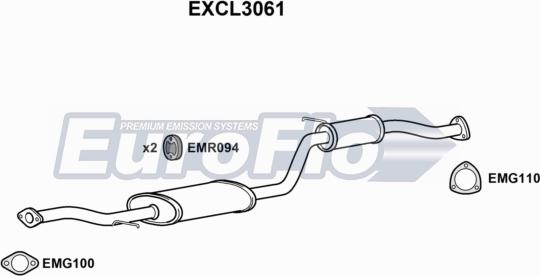 EuroFlo EXCL3061 - Средний глушитель выхлопных газов autosila-amz.com