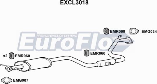 EuroFlo EXCL3018 - Средний глушитель выхлопных газов autosila-amz.com
