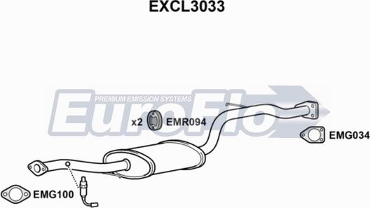 EuroFlo EXCL3033 - Средний глушитель выхлопных газов autosila-amz.com