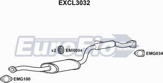 EuroFlo EXCL3032 - Средний глушитель выхлопных газов autosila-amz.com