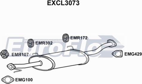 EuroFlo EXCL3073 - Средний глушитель выхлопных газов autosila-amz.com