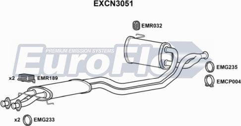 EuroFlo EXCN3051 - Средний глушитель выхлопных газов autosila-amz.com
