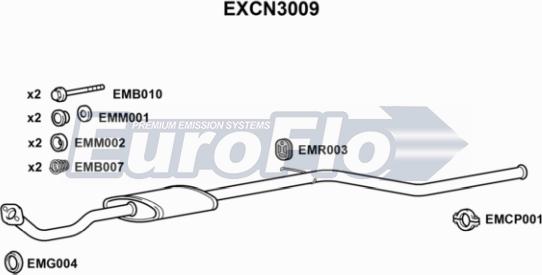 EuroFlo EXCN3009 - Средний глушитель выхлопных газов autosila-amz.com