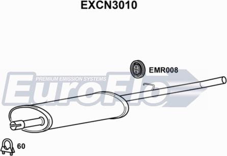 EuroFlo EXCN3010 - Средний глушитель выхлопных газов autosila-amz.com