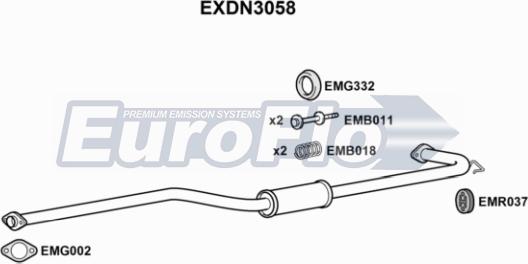 EuroFlo EXDN3058 - Средний глушитель выхлопных газов autosila-amz.com