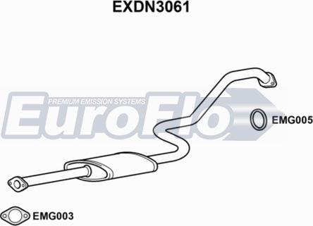 EuroFlo EXDN3061 - Средний глушитель выхлопных газов autosila-amz.com