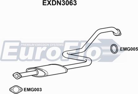 EuroFlo EXDN3063 - Средний глушитель выхлопных газов autosila-amz.com