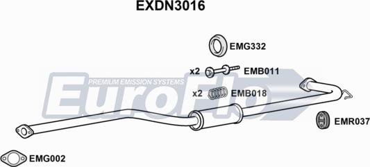 EuroFlo EXDN3016 - Средний глушитель выхлопных газов autosila-amz.com