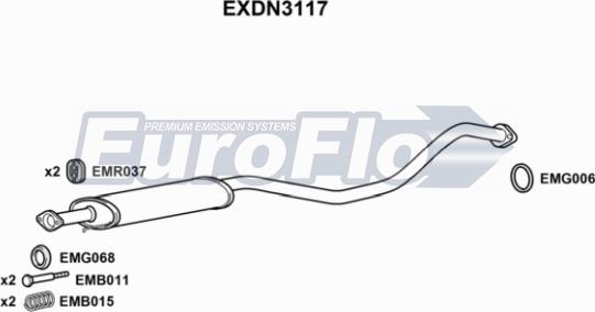 EuroFlo EXDN3117 - Средний глушитель выхлопных газов autosila-amz.com