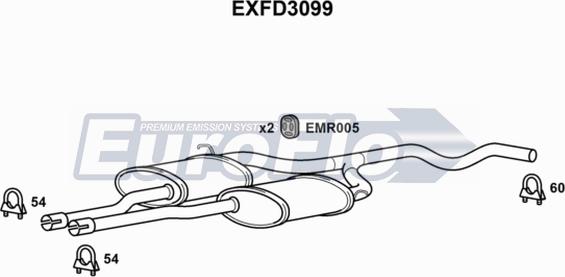 EuroFlo EXFD3099 - Средний глушитель выхлопных газов autosila-amz.com