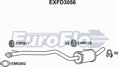 EuroFlo EXFD3056 - Средний глушитель выхлопных газов autosila-amz.com