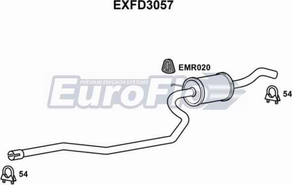 EuroFlo EXFD3057 - Средний глушитель выхлопных газов autosila-amz.com